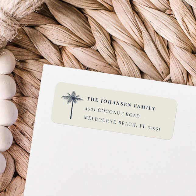 Étiquette Coastal Coconut Palm Adresse de retour (Créateur téléchargé)