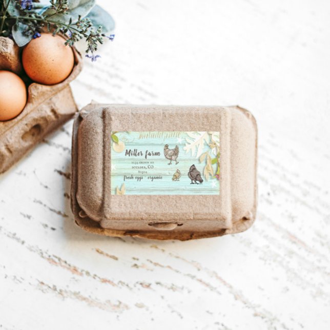 Étiquette coastal plank wood rustic script Egg Carton Label (Créateur téléchargé)