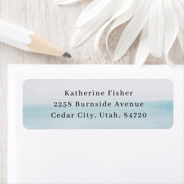 Étiquette Coastal Wedding | Nautical Blue Watercolor Address (En situation)