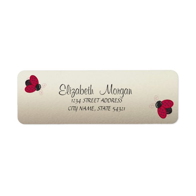 Étiquette Coccinelles élégantes drôles Label (Devant)