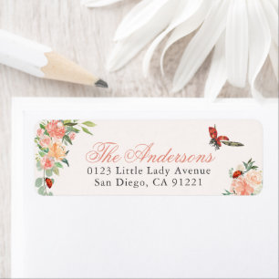 Étiquette Coccinelles & Roses Adresse de Retour