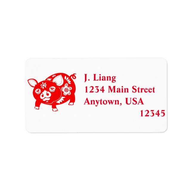 Étiquette Cochon chinois de zodiac (Devant)
