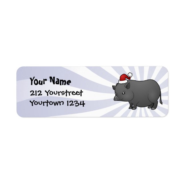 Étiquette Cochon de Noël miniature (Devant)