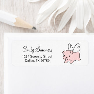 Étiquette Cochon volant - Cochon mignon avec ailes