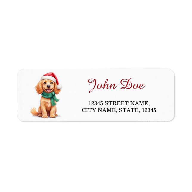 Étiquette Cocker Spaniel au chapeau de Père Noël Noël Retour (Devant)
