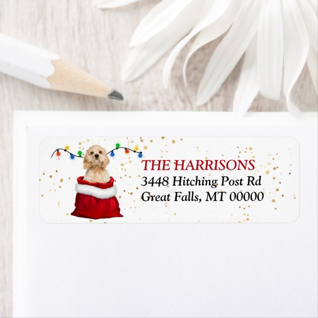 Étiquette Cocker Spaniel Dog in Cadeau Sac Adresse de retour (En situation)