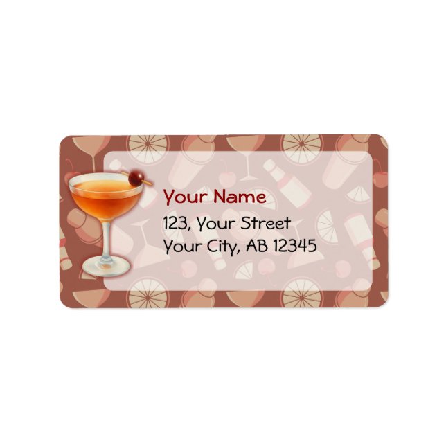 Étiquette Cocktail Manhattan (Devant)