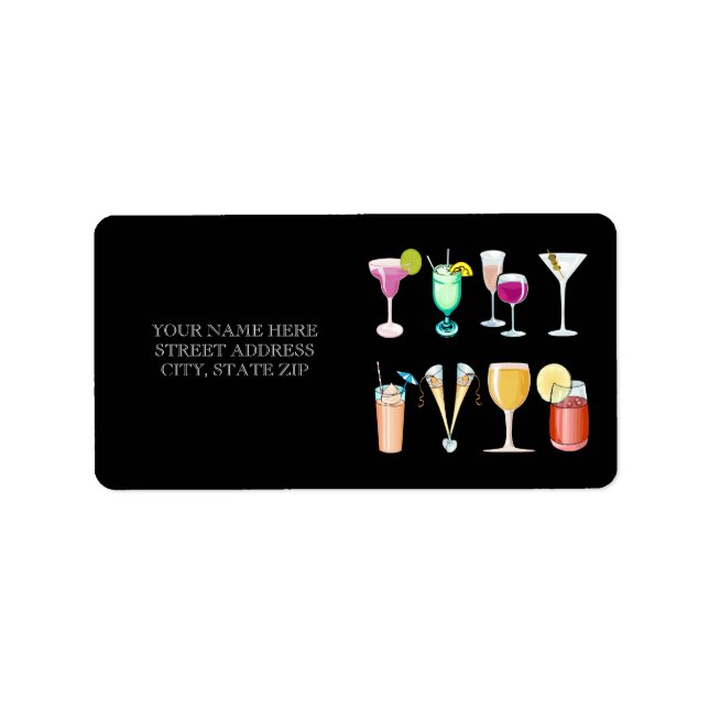 Étiquette Cocktails Address Mailing Labels (Devant)