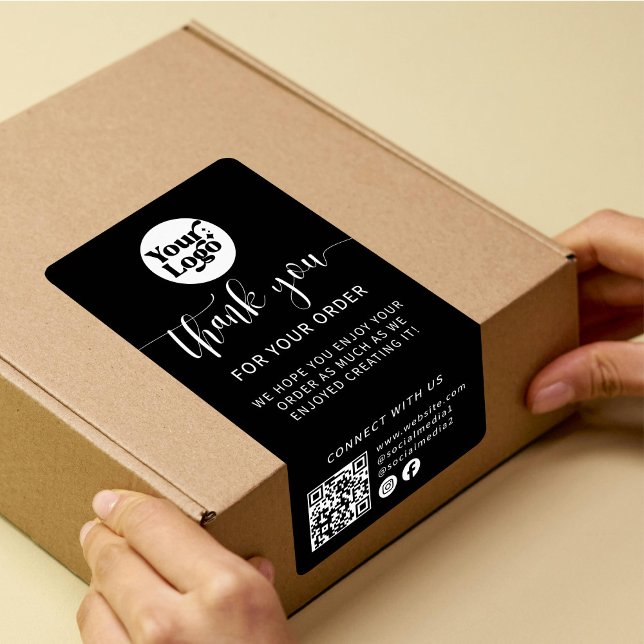 Étiquette Code d'expédition Logo QR Package Black Box Seal É (Créateur téléchargé)