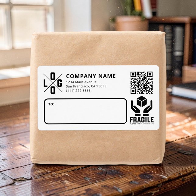 Étiquette Code QR de logo d'entreprise personnalisé Avertiss (Créateur téléchargé)