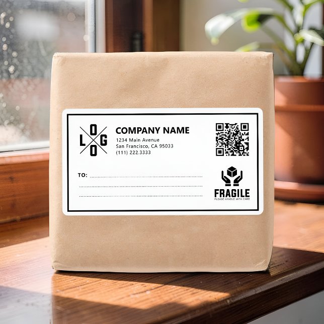Étiquette Code QR de logo d'entreprise personnalisé Avertiss (Créateur téléchargé)