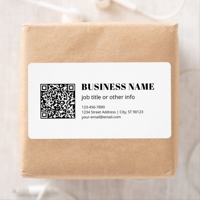 Étiquette Code QR d'entreprise & Texte Rétro-Moderne Modifia (En situation)