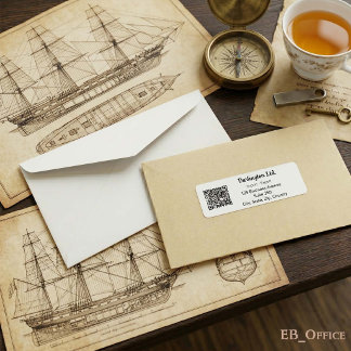 Étiquette Code QR Entreprise Script Minimaliste Adresse Blan