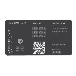 Étiquette Code QR gris moderne Wraparound Bottle Ingredient
