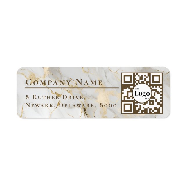 Étiquette Code Qr Logo Entreprise Adresse de Retour Agate Bl (Devant)
