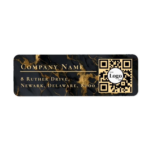 Étiquette Code Qr Logo Entreprise Adresse de Retour Agate No (Devant)