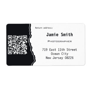 Étiquette Code QR professionnel Adresse de retour photo pers