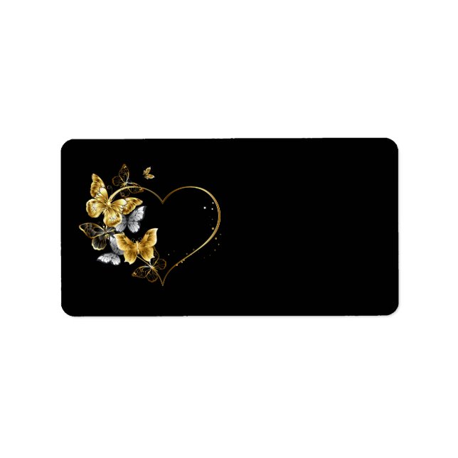 Étiquette Coeur aux papillons d'or (Devant)