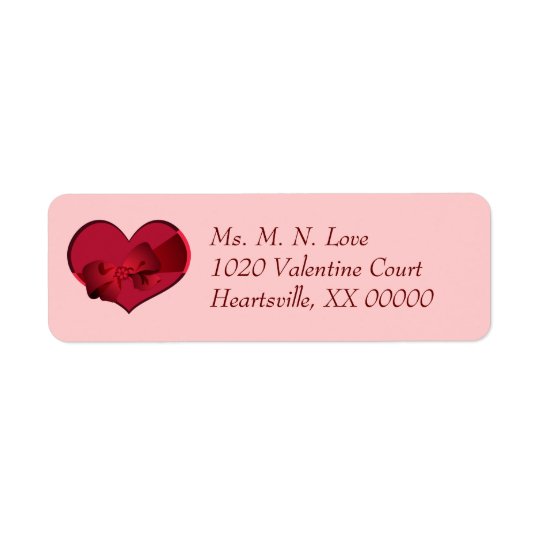 Étiquette Coeur avec l'arc rouge Valentine