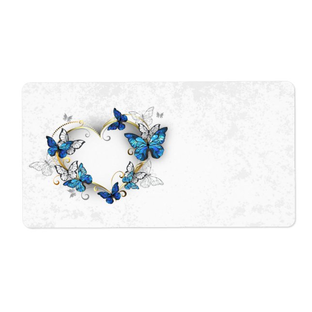 Étiquette Coeur bijoux avec papillons Morpho (Devant)