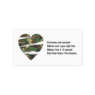 Étiquette Coeur Camo déchiqueté