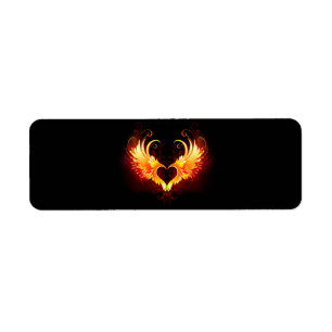 Étiquette Cœur d'ange de feu avec des ailes