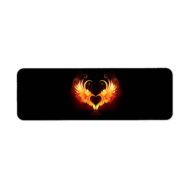 Étiquette Cœur d'ange de feu avec des ailes (Devant)