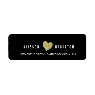 Étiquette Coeur de parties scintillantes de Faux d'or sur