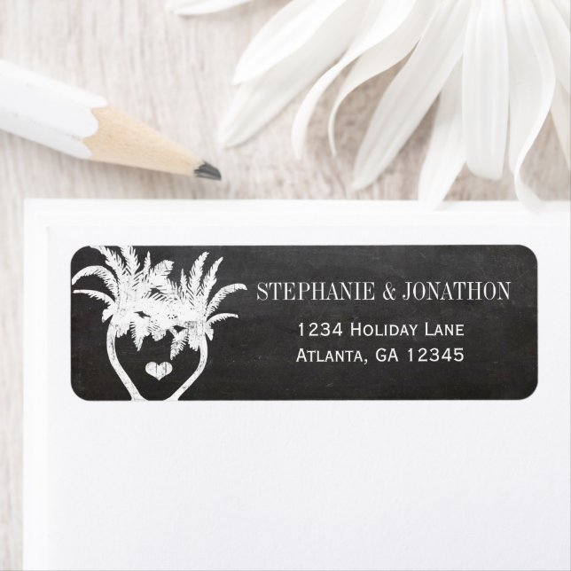 Étiquette Coeur mignonne en blanc Arbre feuilleté Points ros (En situation)