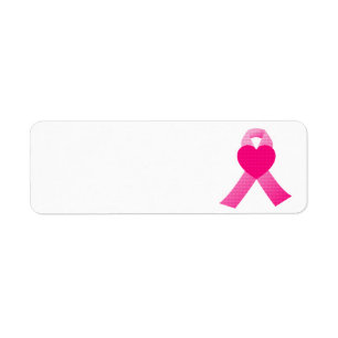 Étiquette Coeur rose Ruban Sensibilisation au cancer du sein
