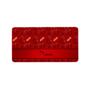 Étiquette Coeur rouge nommé personnalisé de bandage de