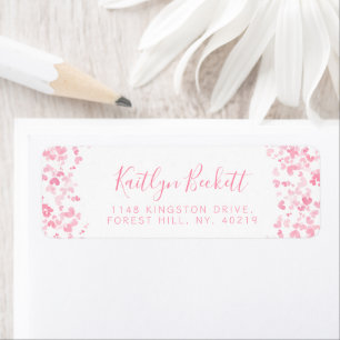 Étiquette Cœurs aquarelle rose Saint-Valentin romantique