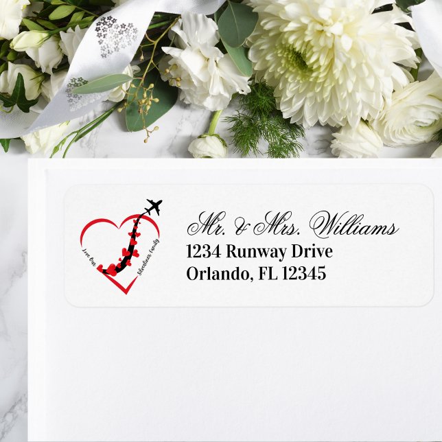 Étiquette Coeurs avion Amour moderne Notre famille Silverlin (Créateur téléchargé)