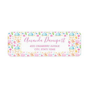 Étiquette Coeurs & Cupcakes Motif sucré