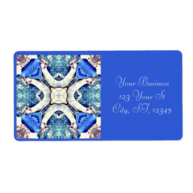 Étiquette Coeurs de mandala bleu motif Thunder_Cove (Devant)
