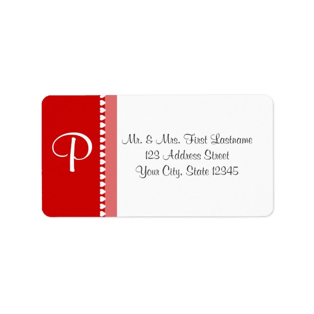 Étiquette Coeurs de monogramme blanc avec couleur changeable (Devant)