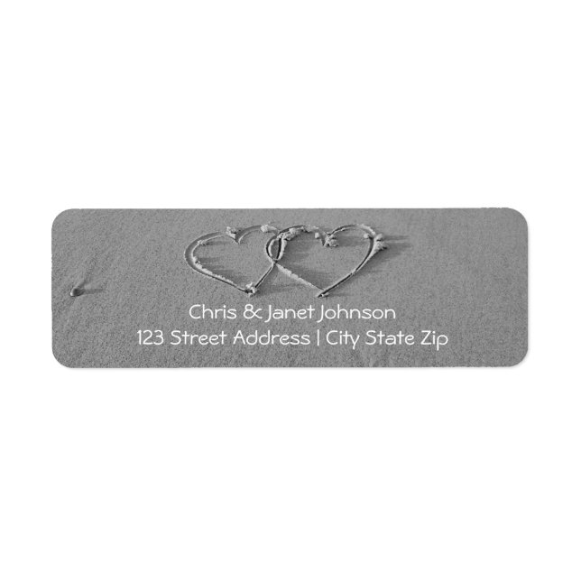 Étiquette Coeurs entrelacés dans le sable retournez les étiq (Devant)