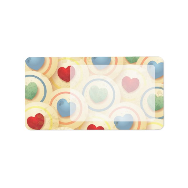 Étiquette Coeurs motif de style vintage (Devant)