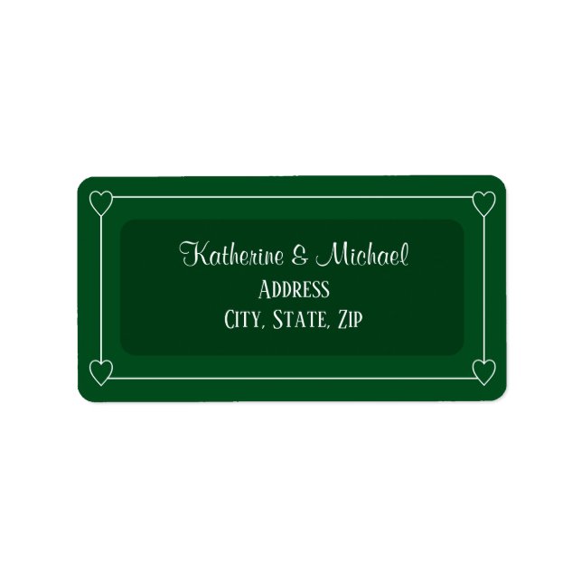 Étiquette Coeurs romantiques Moderne Vert foncé Simple Maria (Devant)