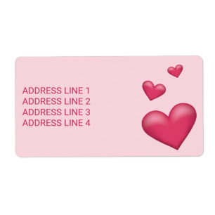 Étiquette Coeurs roses avec texte personnalisé