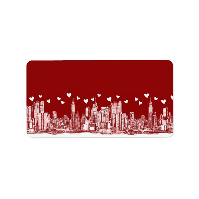Étiquette Coeurs rouges de New York (Devant)