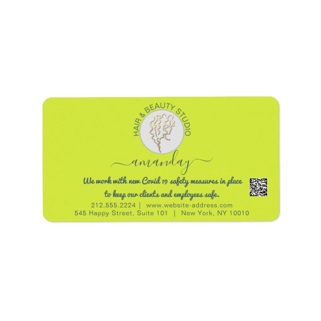 Étiquette Coiffeur Beauty Studio Lash Gold Logo QR RSVP L (Devant)