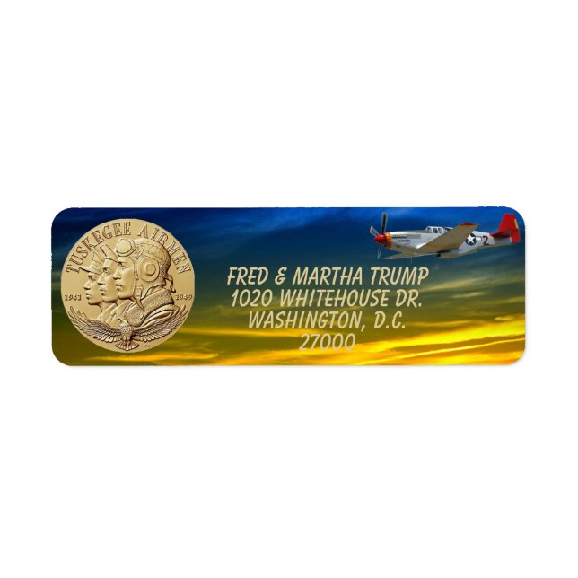 ÉTIQUETTE COIN D'AÉRONEF TUSKEGEE (Devant)