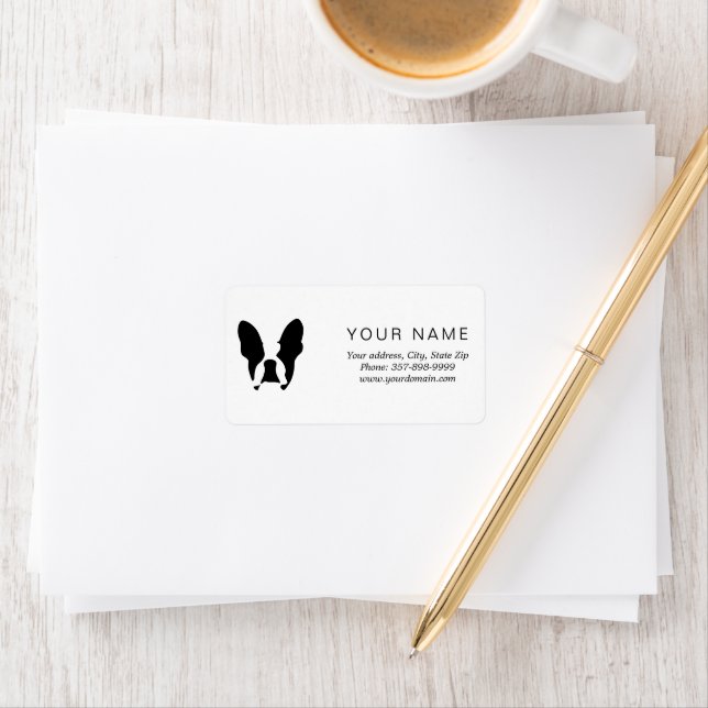 Étiquette Coin motif Bulldog français (En situation)