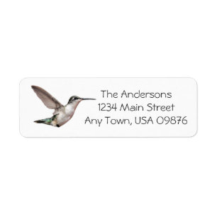 Étiquette Colibri dans l'air, adresse customisée