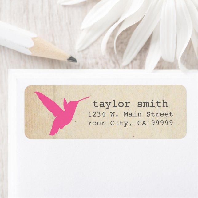 Étiquette Colibri rose Tan Nature (En situation)