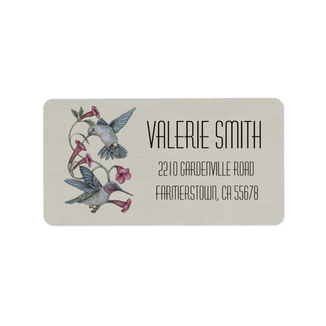 Étiquette Colibris et vigne (Devant)