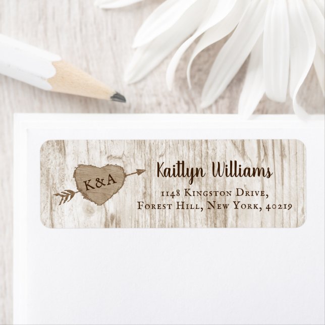 Étiquette Collection de Mariages d'arbre cardiaque sculpté (En situation)