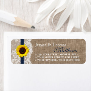 Étiquette Collection de Mariages de tournesol rustique - Mar