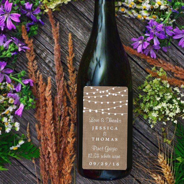 Étiquette Collection de Mariages Rustic Burlap (Créateur téléchargé)